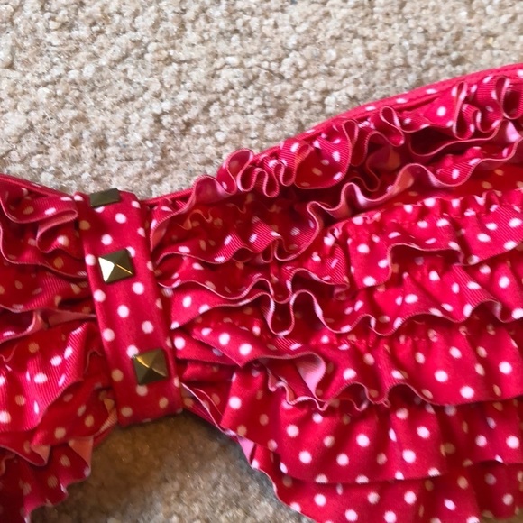 NWT Ingear coral bikini top sz S polka dot ruffles - Picture 4 of 9